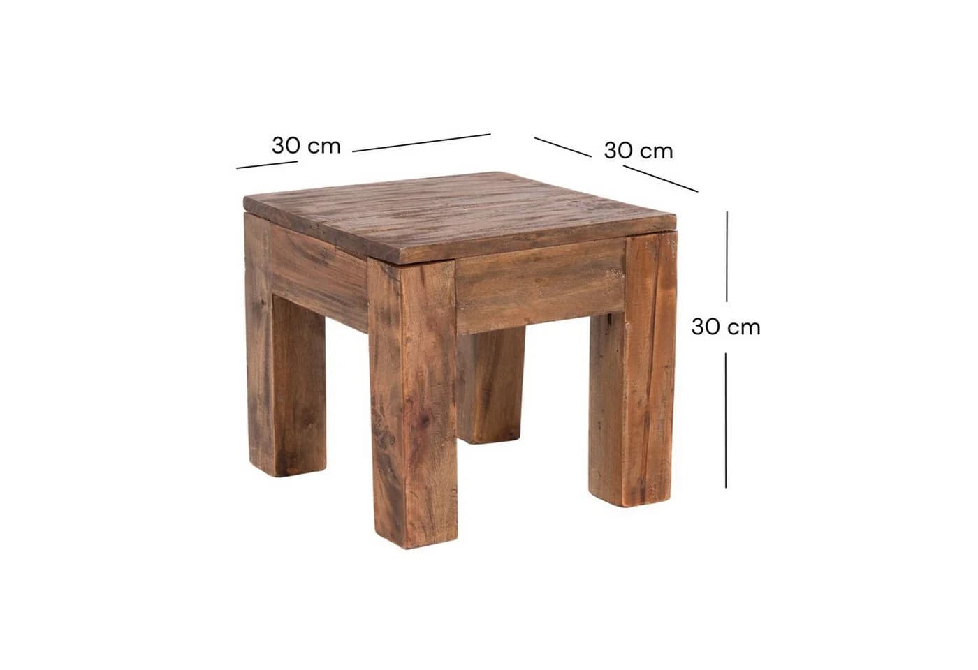 DESIGN DELIGHTS Beistelltisch SQUARE 30 Massivholz Vintage Rustikal