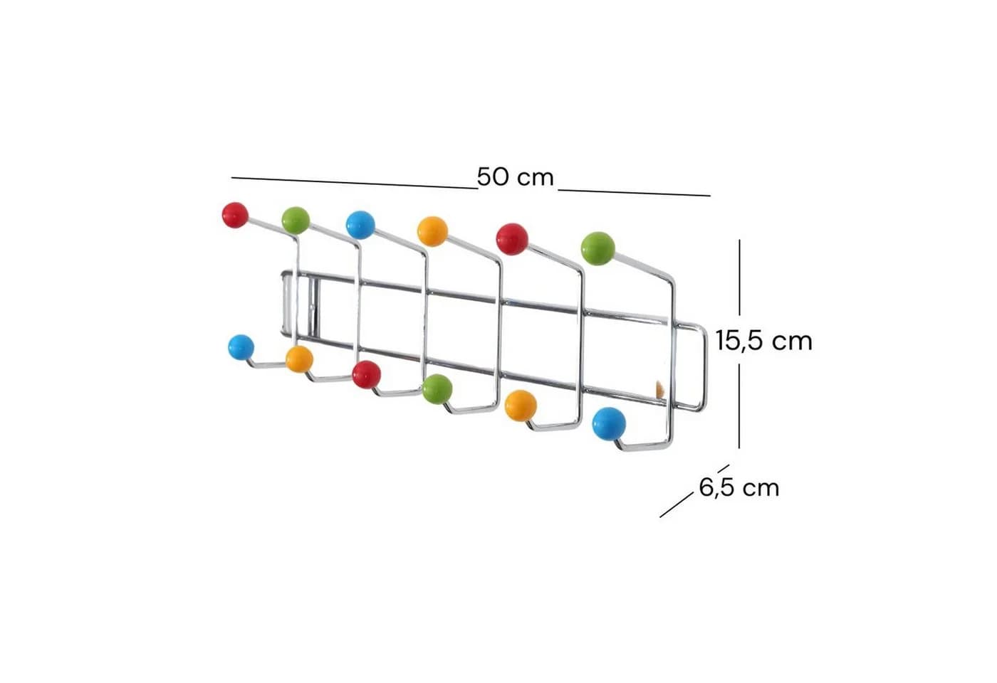 DESIGN DELIGHTS Wandgarderobe COLOUR BALL 12 Haken Silber/Bunt