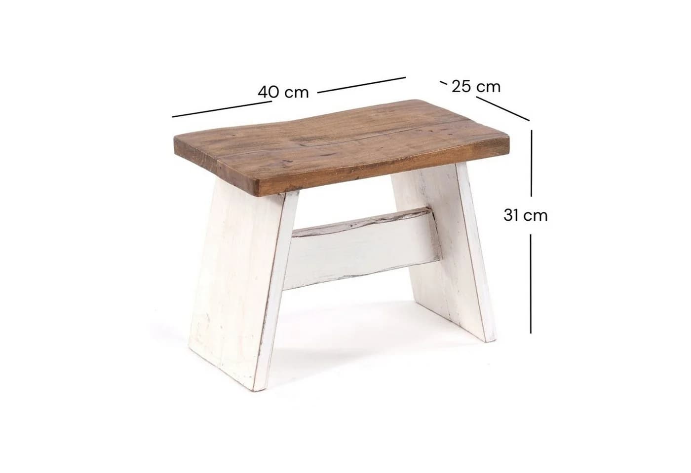 DESIGN DELIGHTS Hocker SCHEMEL 40 Altholz massiv weiß