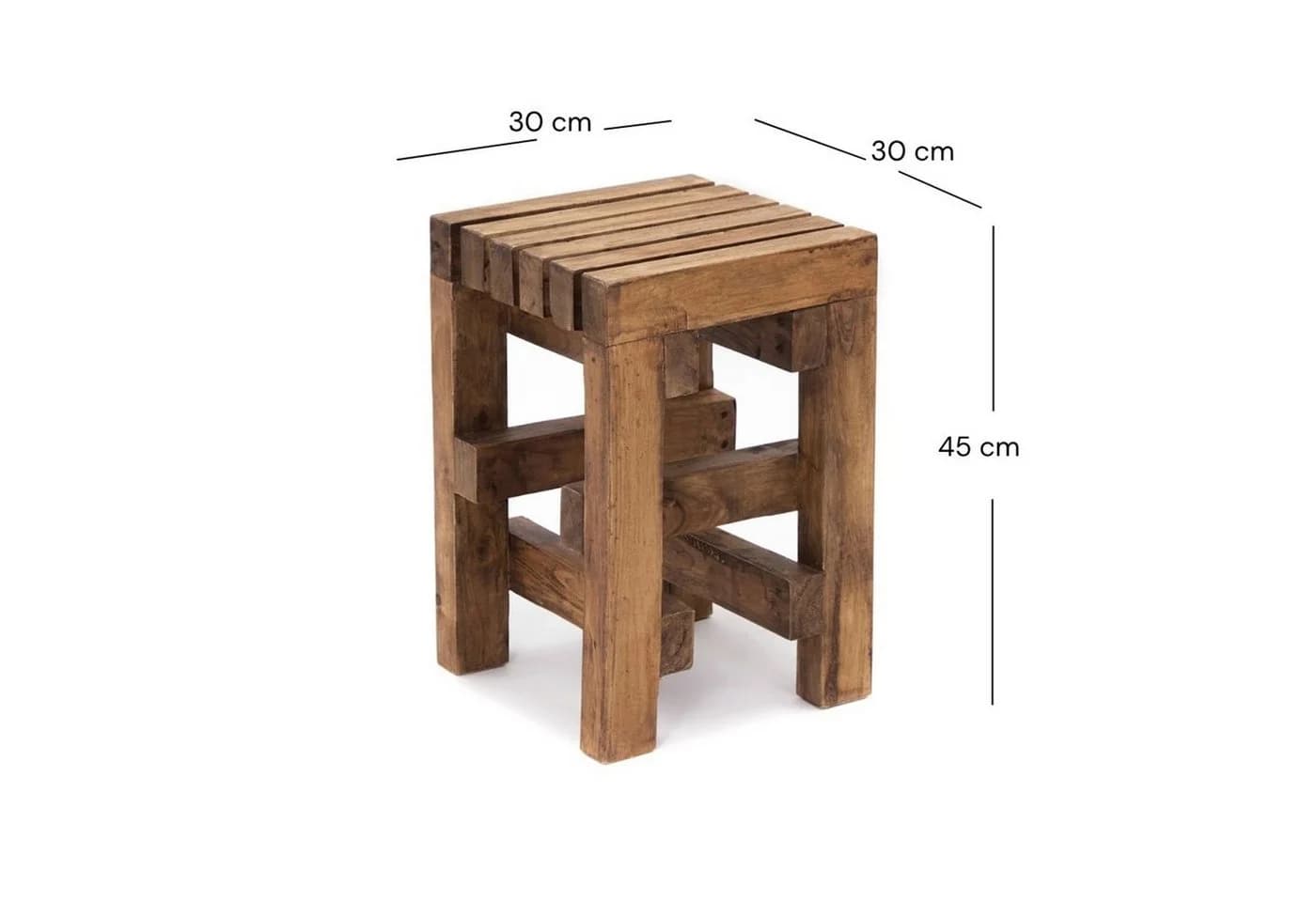 CREEDWOOD Hocker TETRIS aus massivem Altholz rustikal