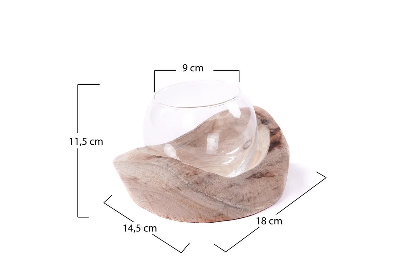 Windlicht, Vase, Kerzenhalter aus Holz und Glas