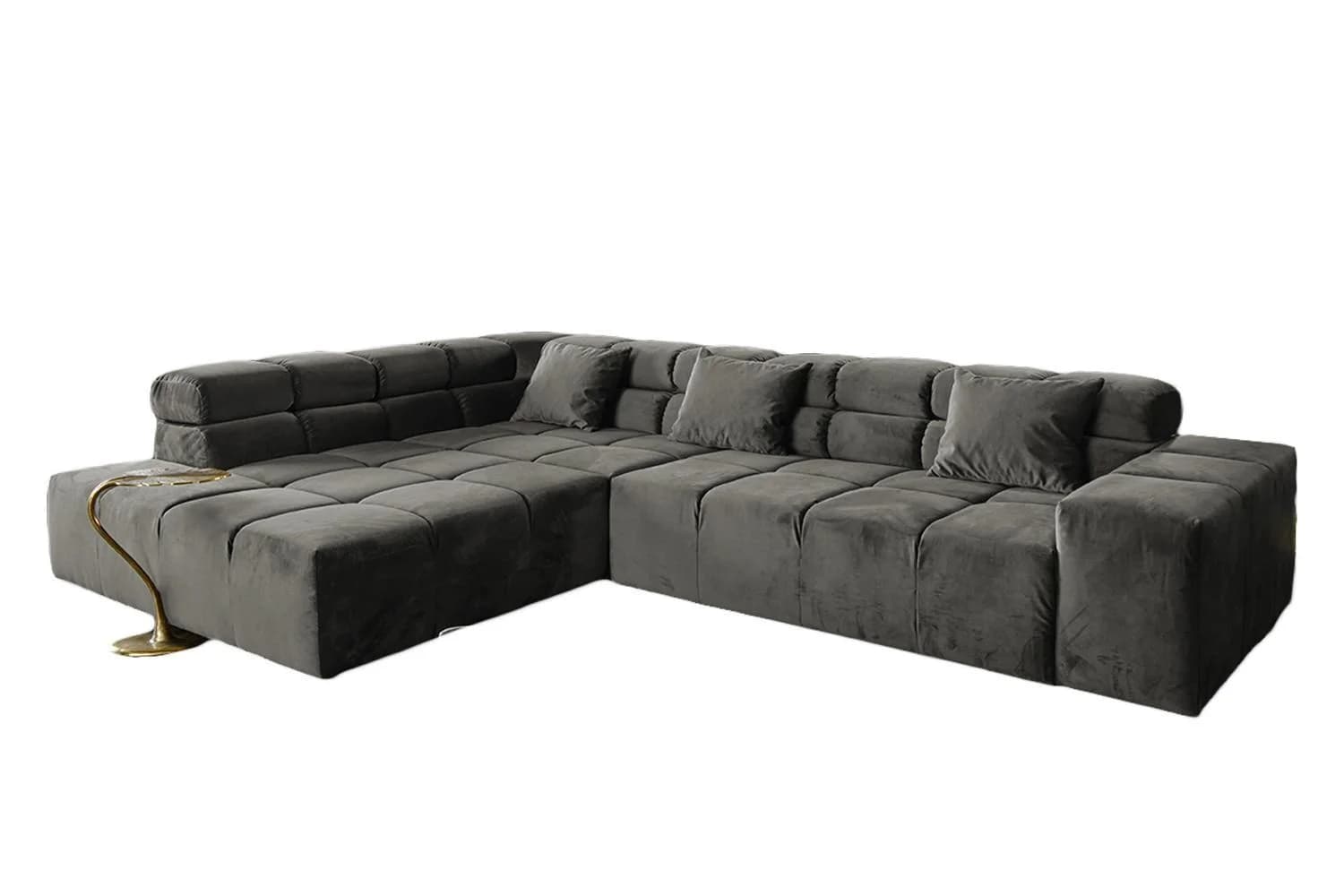 KAWOLA Ecksofa Nevada mit motorischem Sitzvorzug und Relaxfunktion Grau Velvet