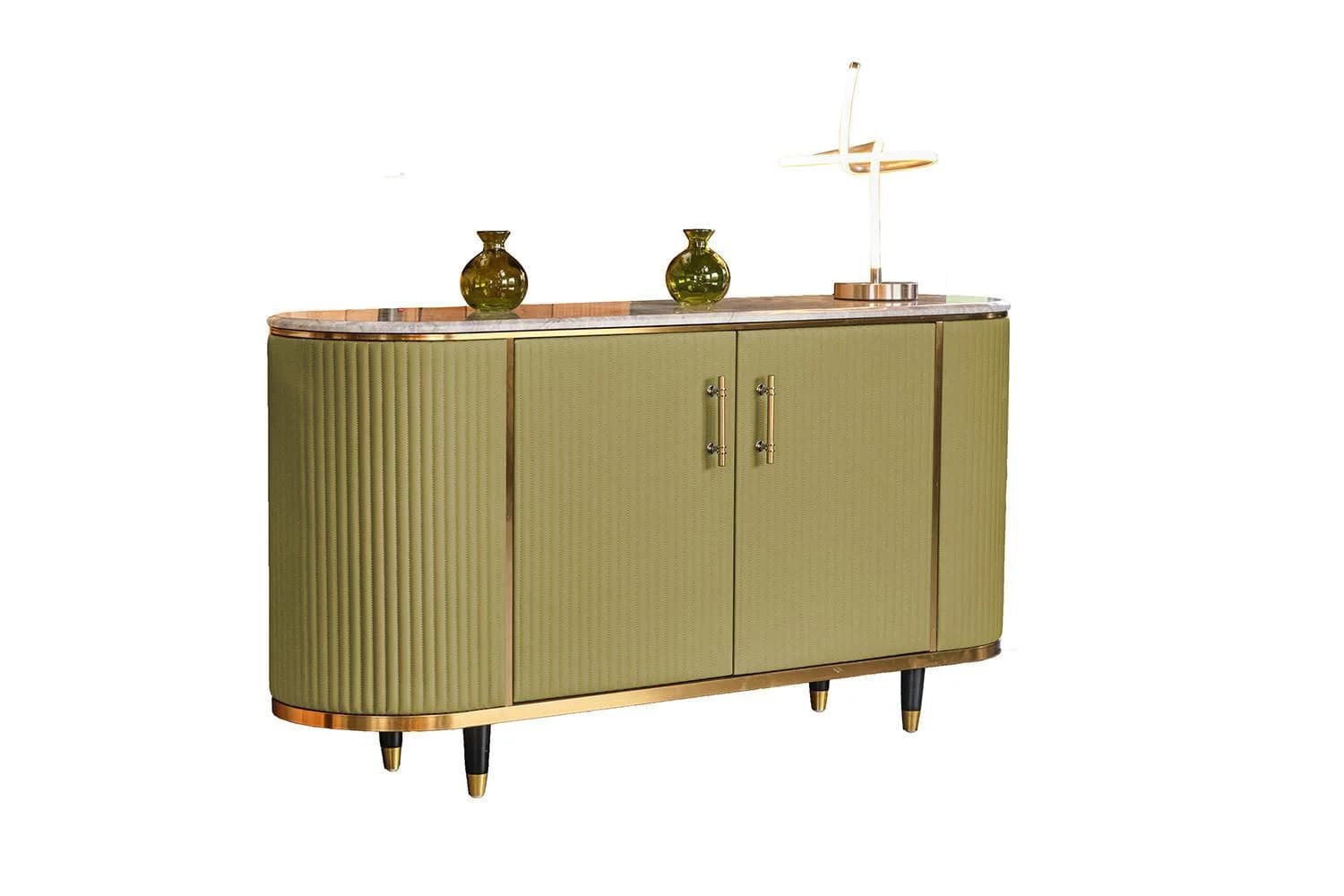 KAWOLA SIDEBOARD MARIA Grün Marmor Kunstleder