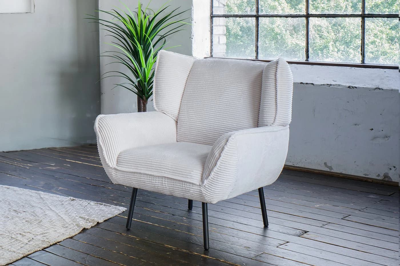 KAWOLA Relaxsessel CALLA Cord Cremeweiß