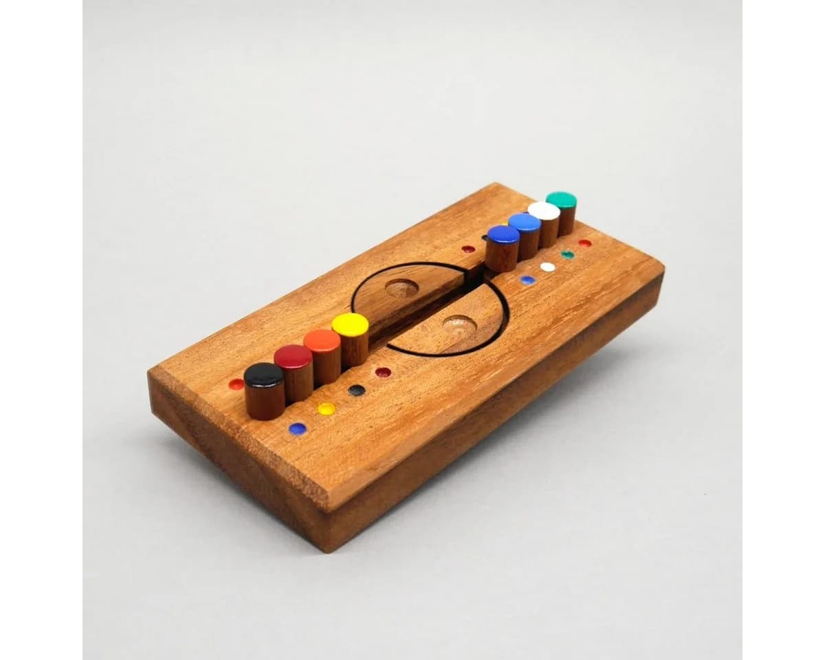 ROMBOL Denkspiele Spiel SICHERHEITSCODE - farbenfrohes Holz-Denkspiel