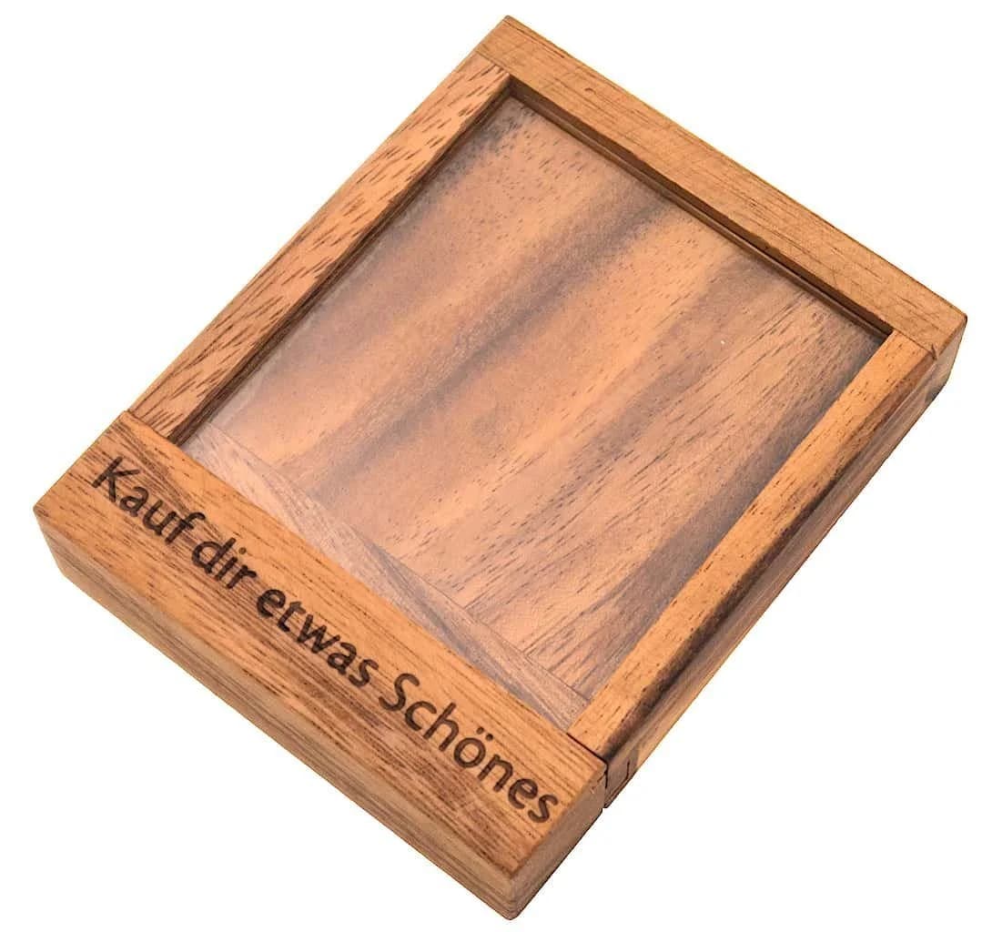 ROMBOL Denkspiel Geldschein-Tresor Holz Acryl