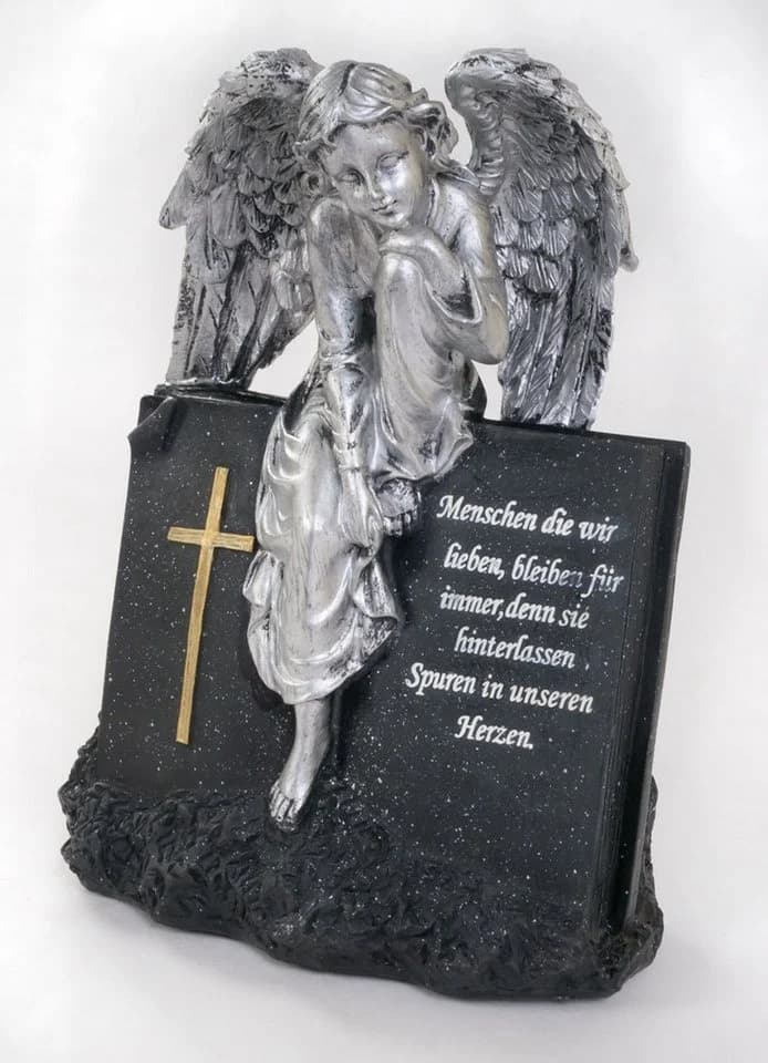 BURI Dekobaum Grab-Spruchstein Engel sitzend Grabschmuck Gedenkstein