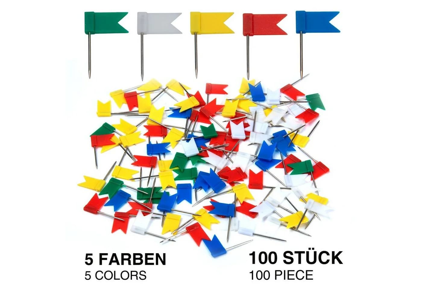 Goods+Gadgets Pinnwand Markierungsfähnchen 100 Stück Bunt Stahl