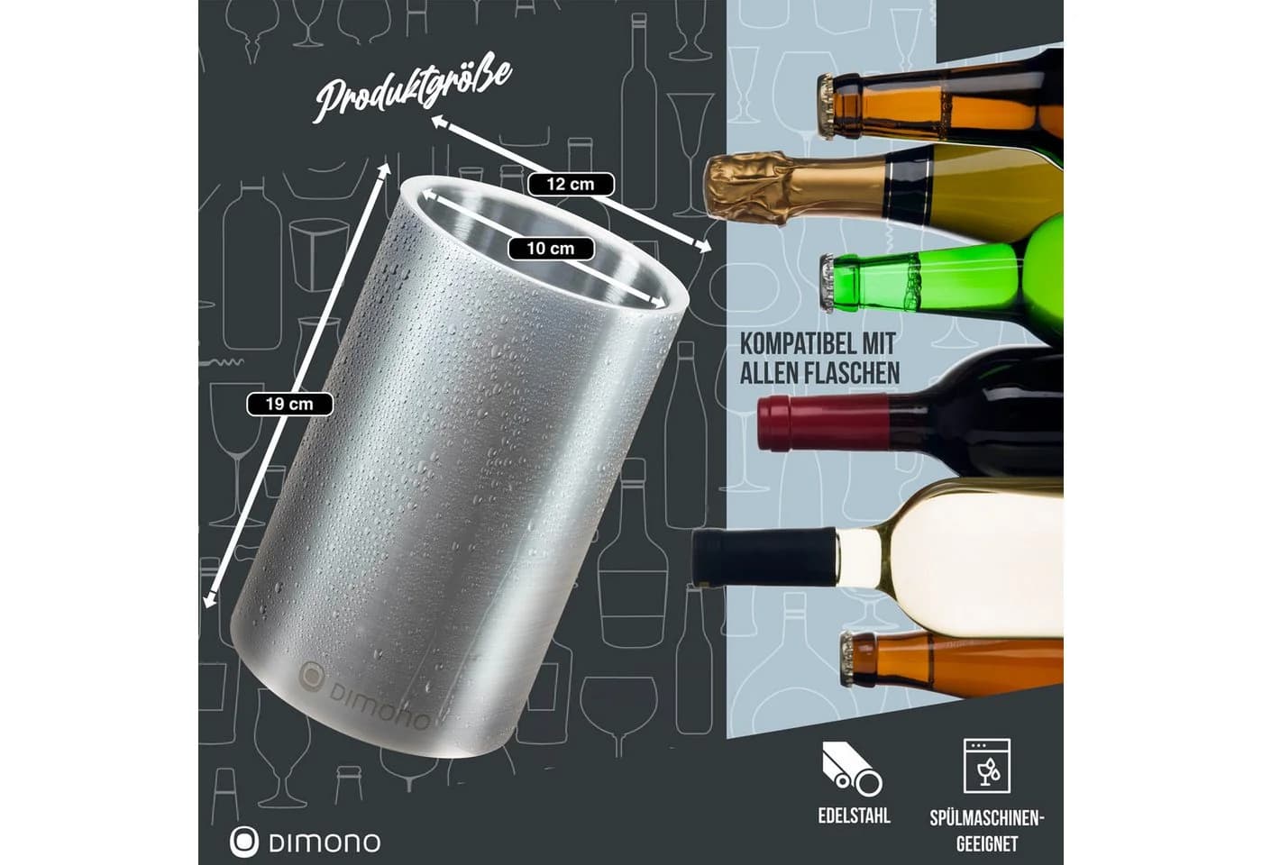 Dimono Wein- und Sektkühler Edelstahl XXL 1,5L
