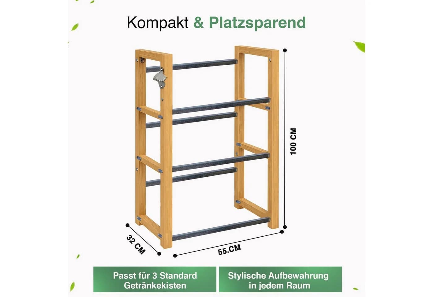 Dimono Bambus Getränkekisten Regal für 2/3/6 Kisten