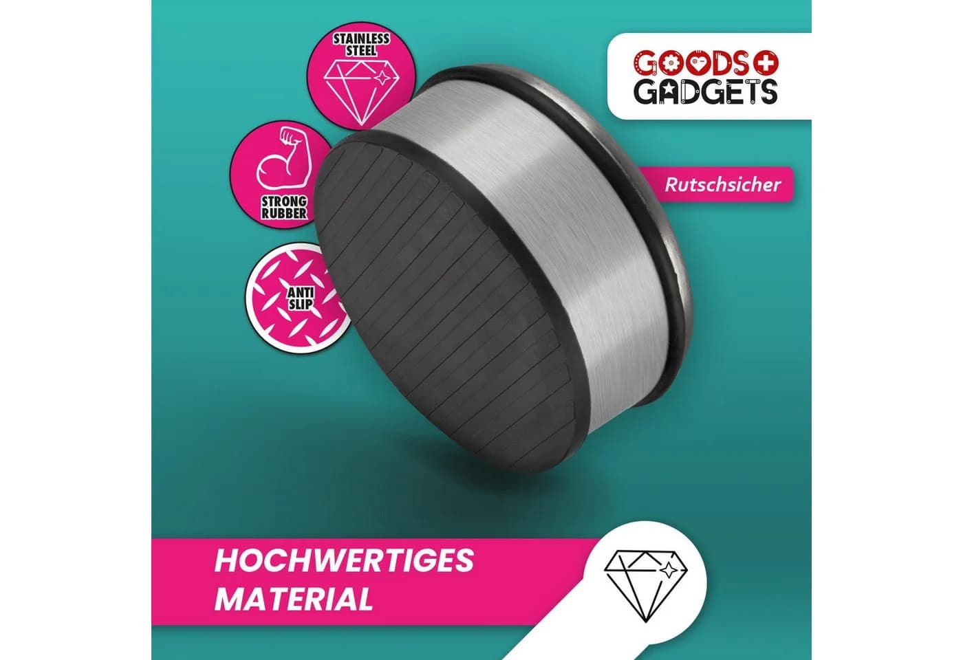 Goods+Gadgets Türstopper Edelstahl 4er Set Silber
