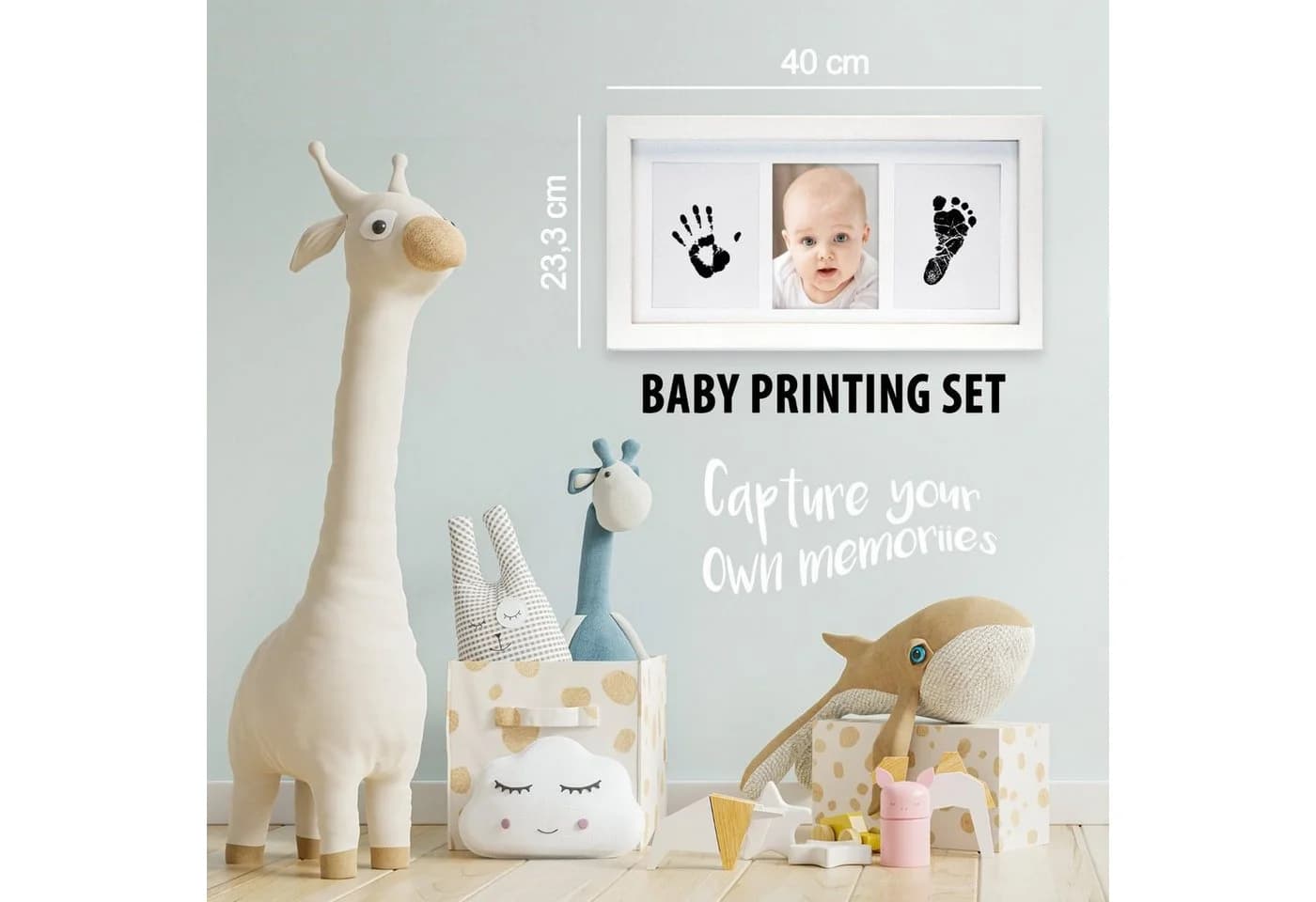 all Kids United Baby Fotorahmen Hand- und Fußabdruck Set Holzrahmen