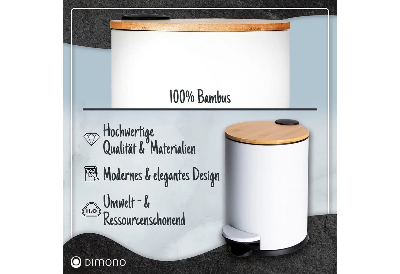 Dimono Treteimer 3L & 5L mit Fußpedal und Deckel Weiß