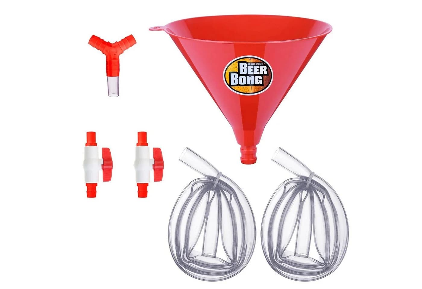 Goods+Gadgets Biertrichter mit Ventil – Party-Bier-Bong Trinkspiel, Kunststoff