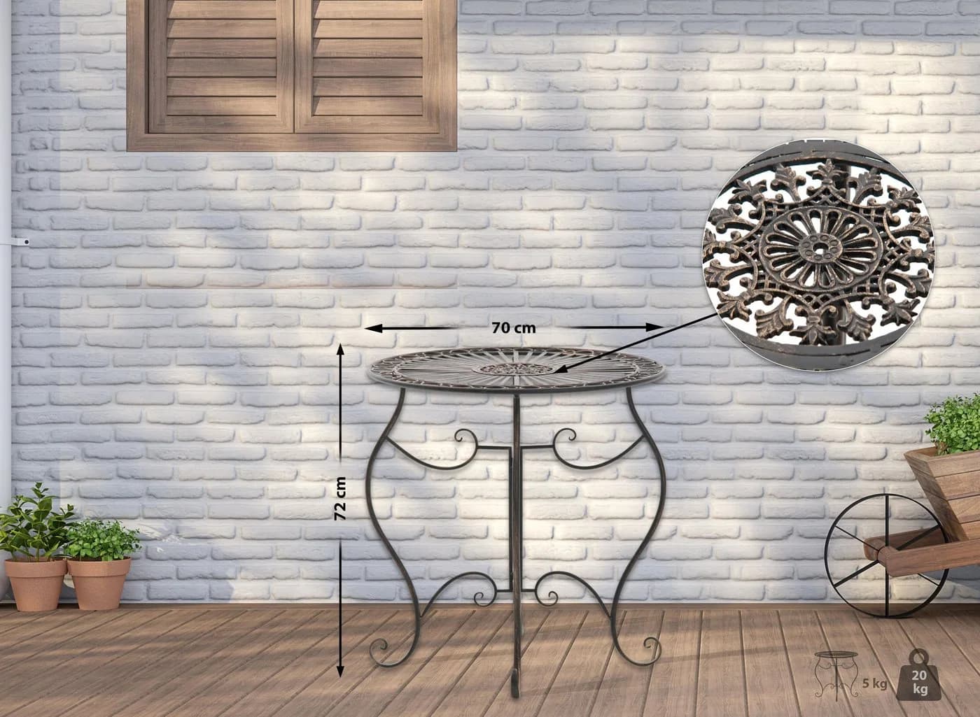 CLP Gartentisch Indra aus Eisen Bronze Handgearbeitet
