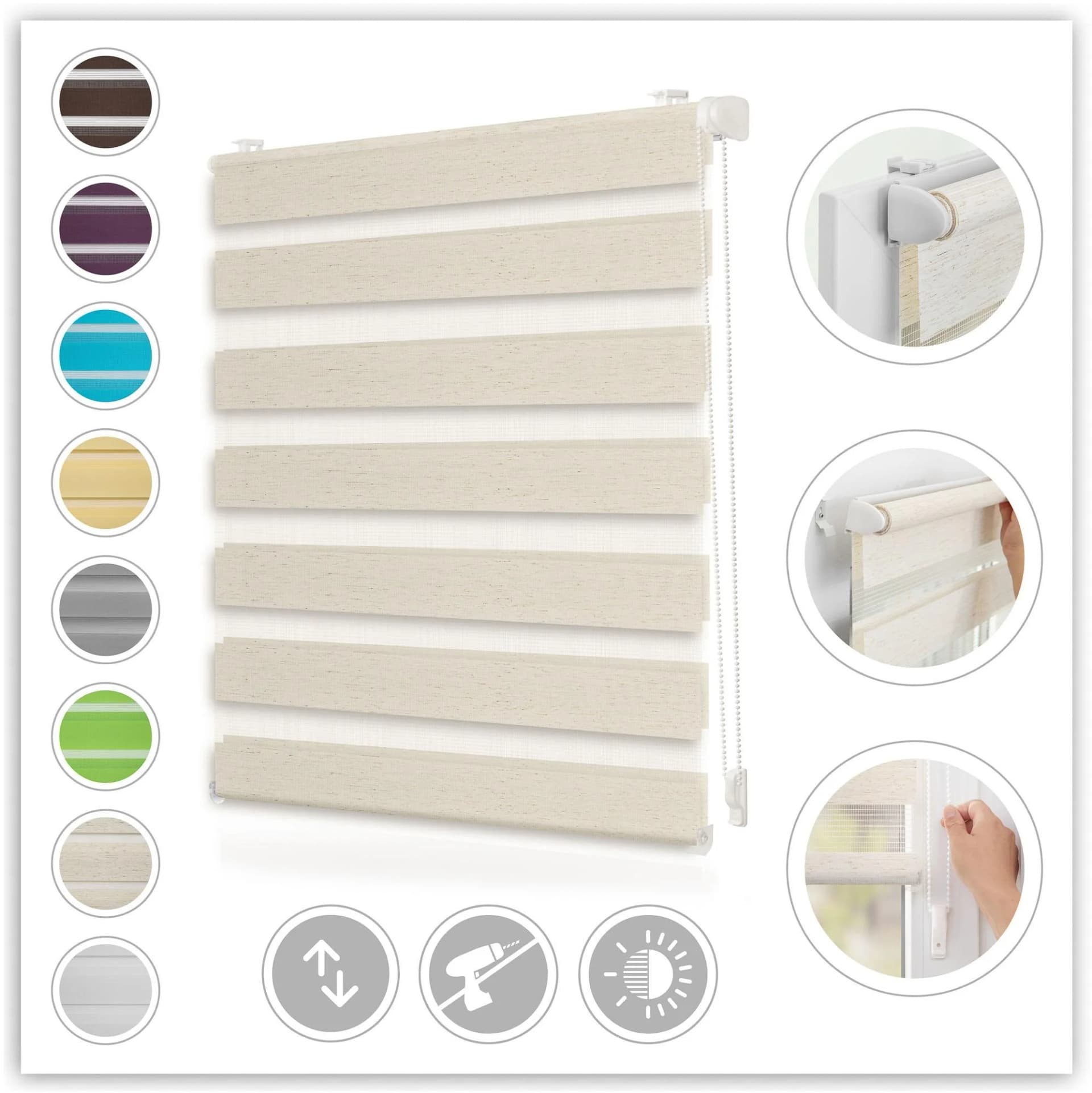 LICHTBLICK Doppelrollo Klemmfix Duo Rollo beige