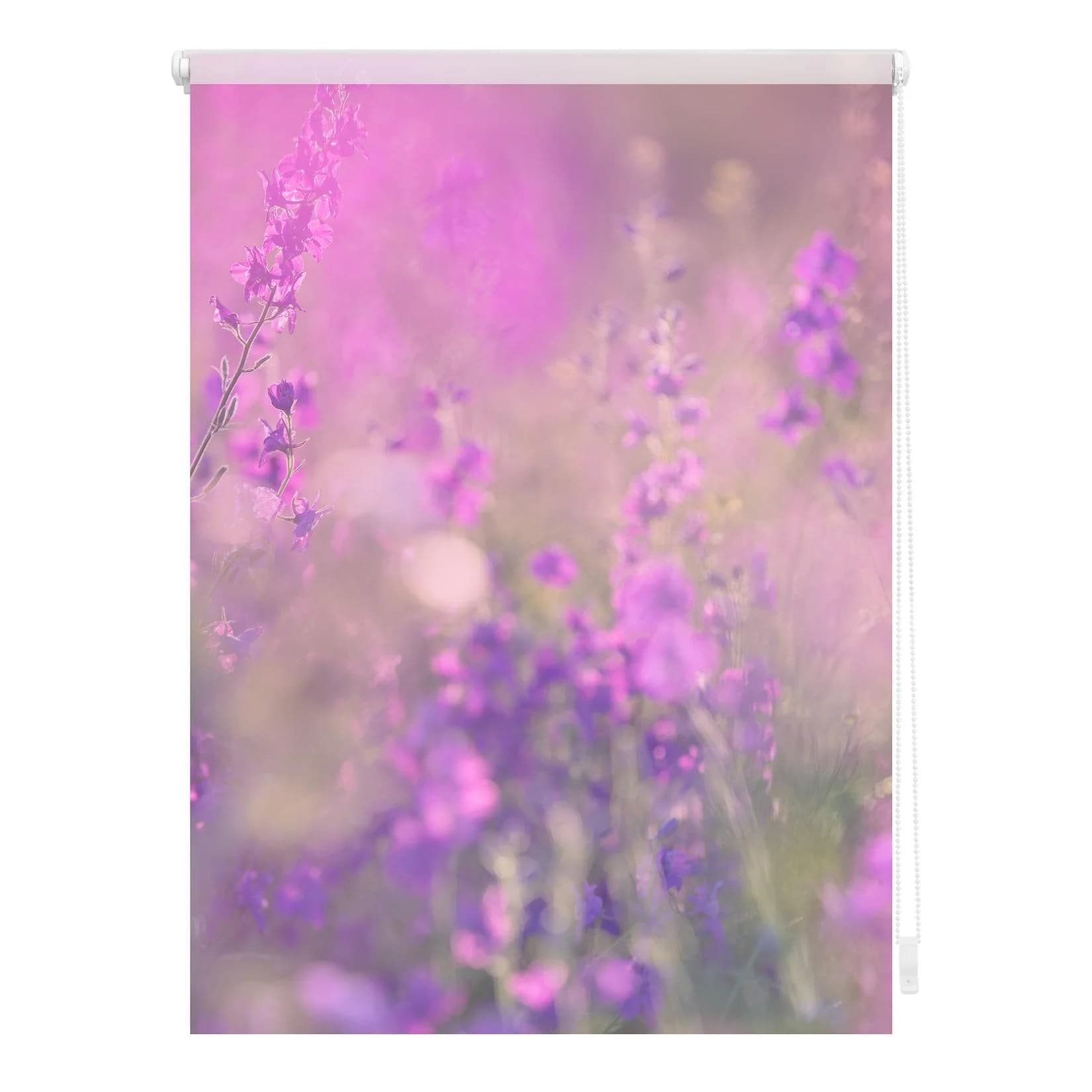 LICHTBLICK Seitenzugrollo Blumenwiese Klemmfix Lila Weiß