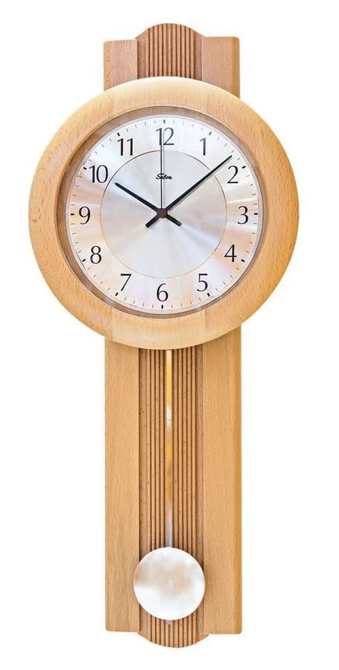 Selva Technik Funk-Pendelwanduhr Buche Silber Dornbirn