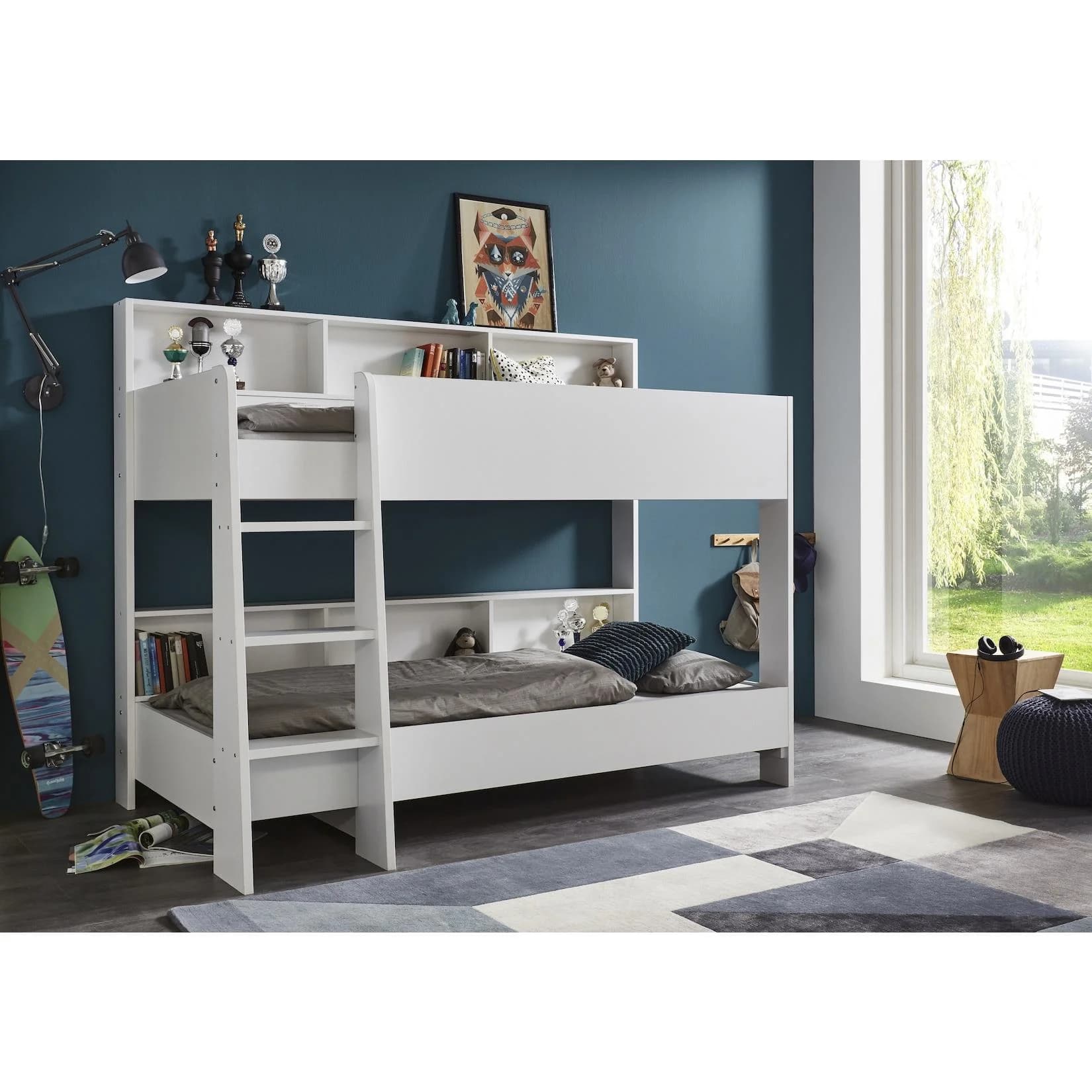 Relita Etagenbett Sway Weiß mit Regalen und Leiter