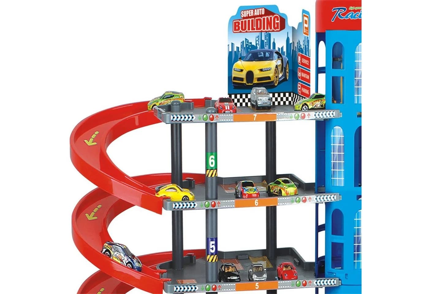 TikTakToo Spiel-Parkgarage XXL mit 7 Ebenen, Aufzug & 10 Autos