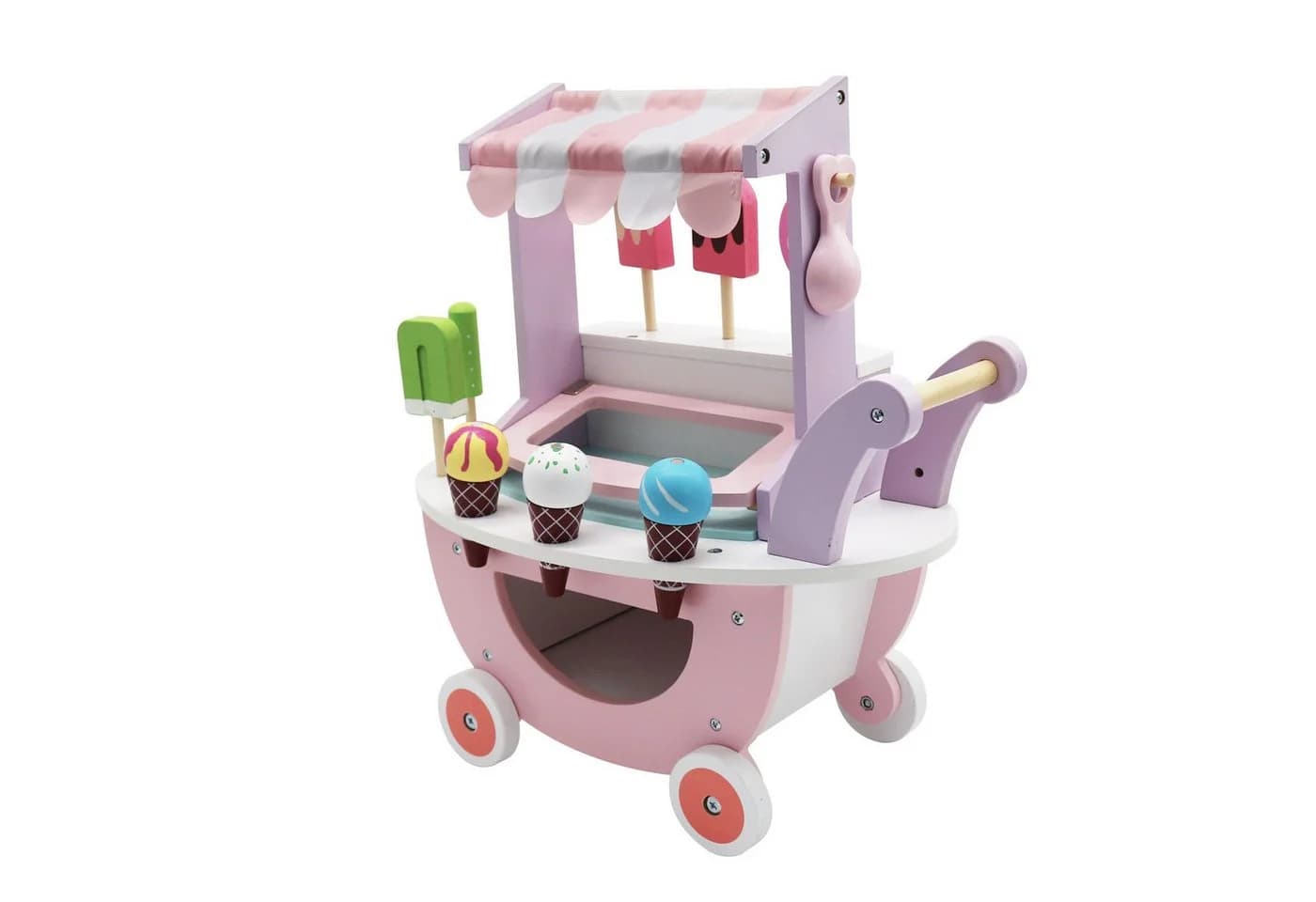 TikTakToo Lauflernwagen Holz Rosa mit magnetischem Eis-Zubehör
