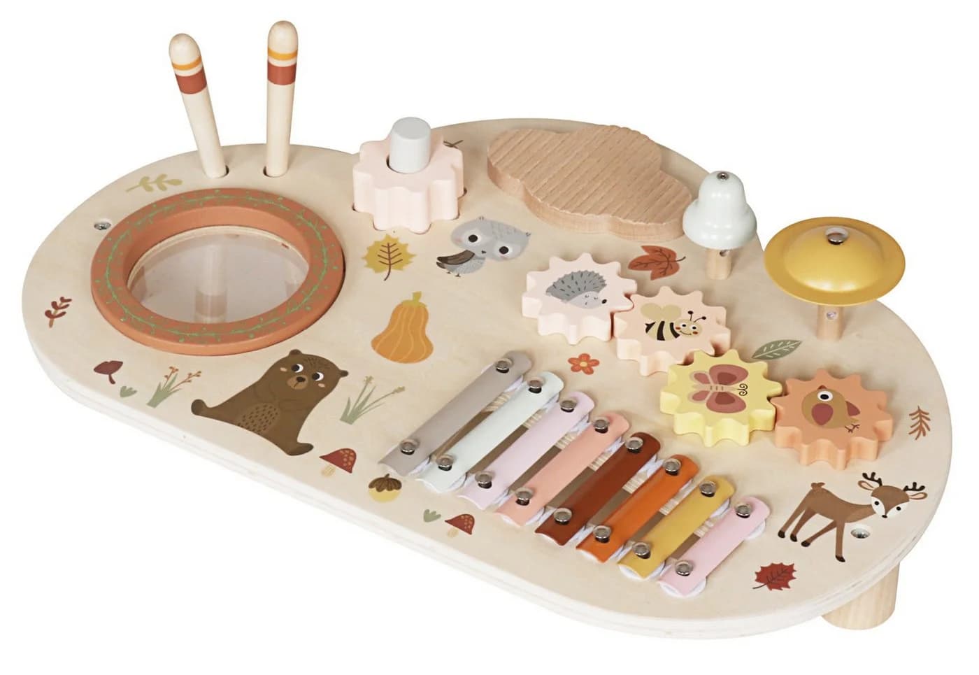 TikTakToo Motorikbrett Motorik Musik Board Holz – 7-in-1 Lernspielzeug für Kinder