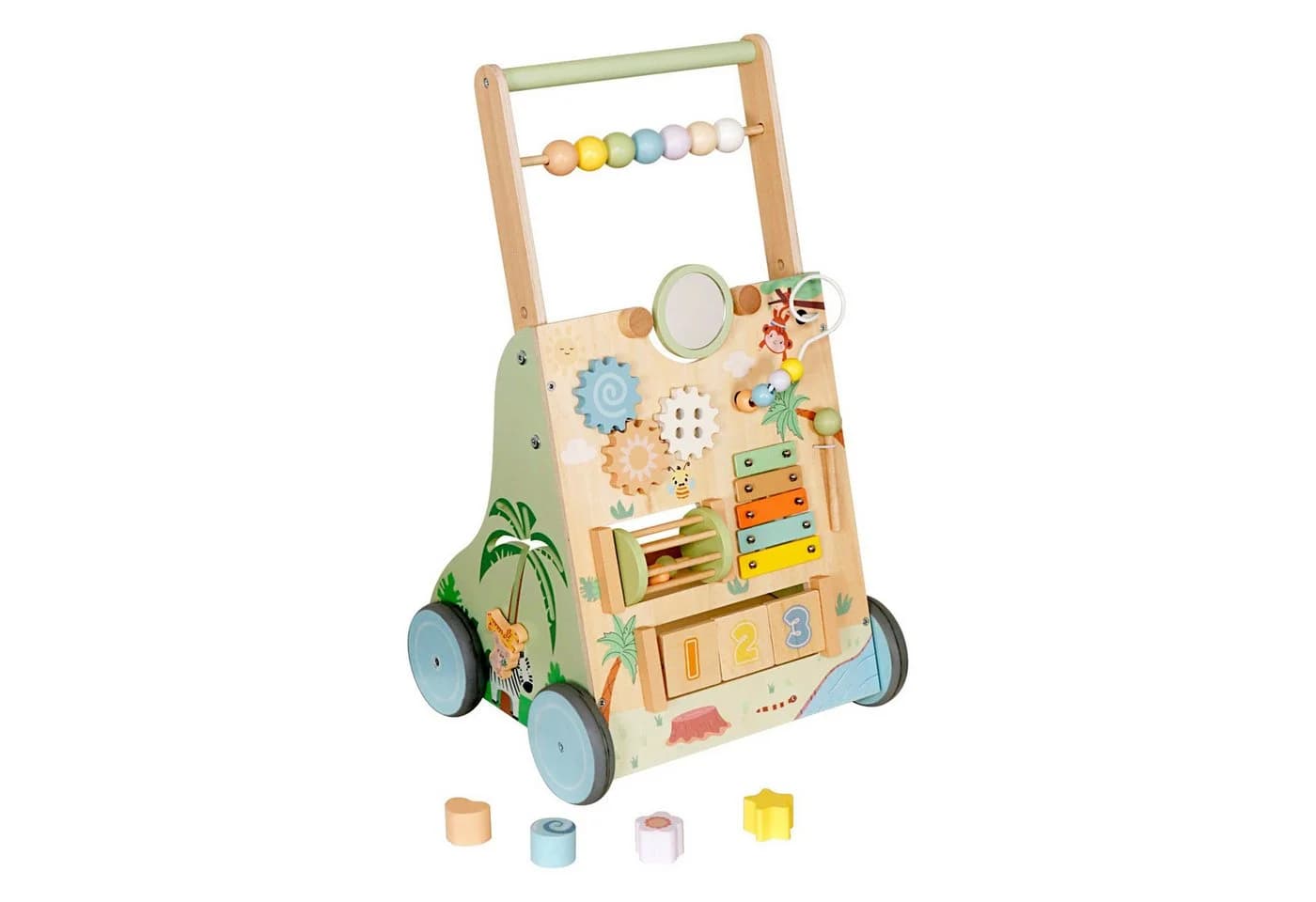 TikTakToo Babywalker Holz Lauflernwagen Montessori Grün/Natur