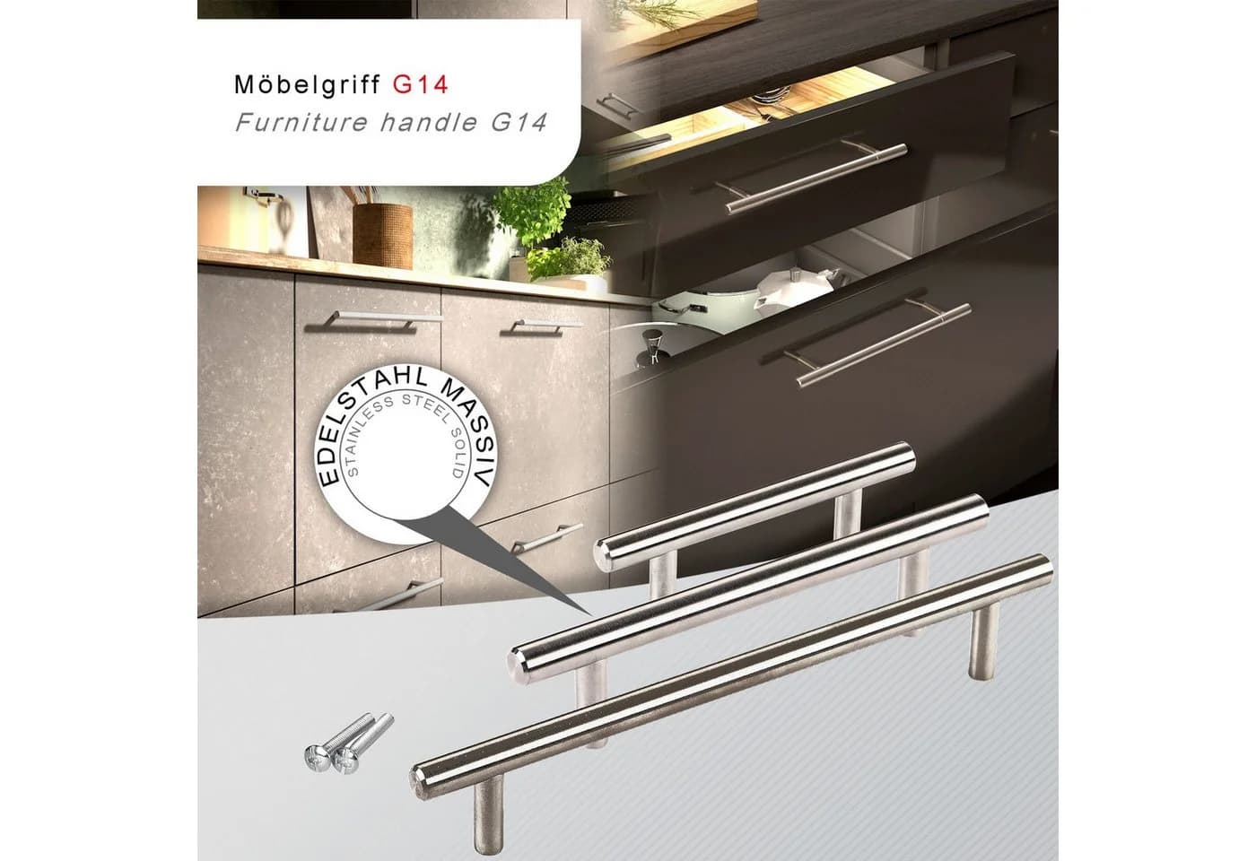 SO-TECH® Möbelgriff Stangengriff G14 Edelstahl Gebürstet