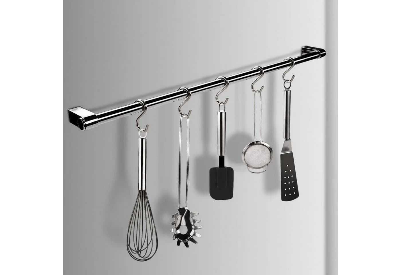 SO-TECH® Küchenreling Chrom 900 mm mit 5 S-Haken