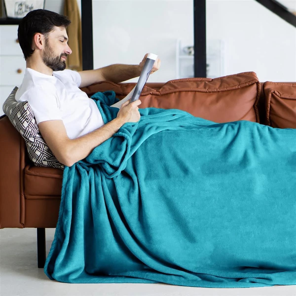 Gräfenstayn Wohndecke Kuscheldecke super weich & flauschig - türkis