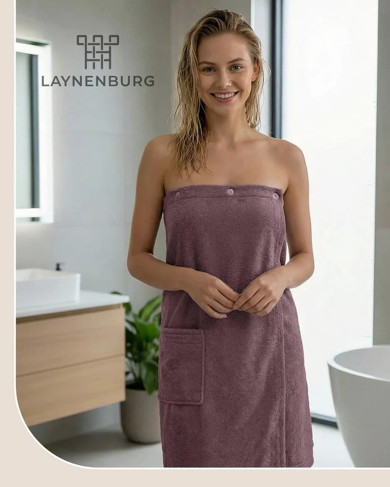 Laynenburg Saunakilt Damen Baumwolle Frottee Anthrazit