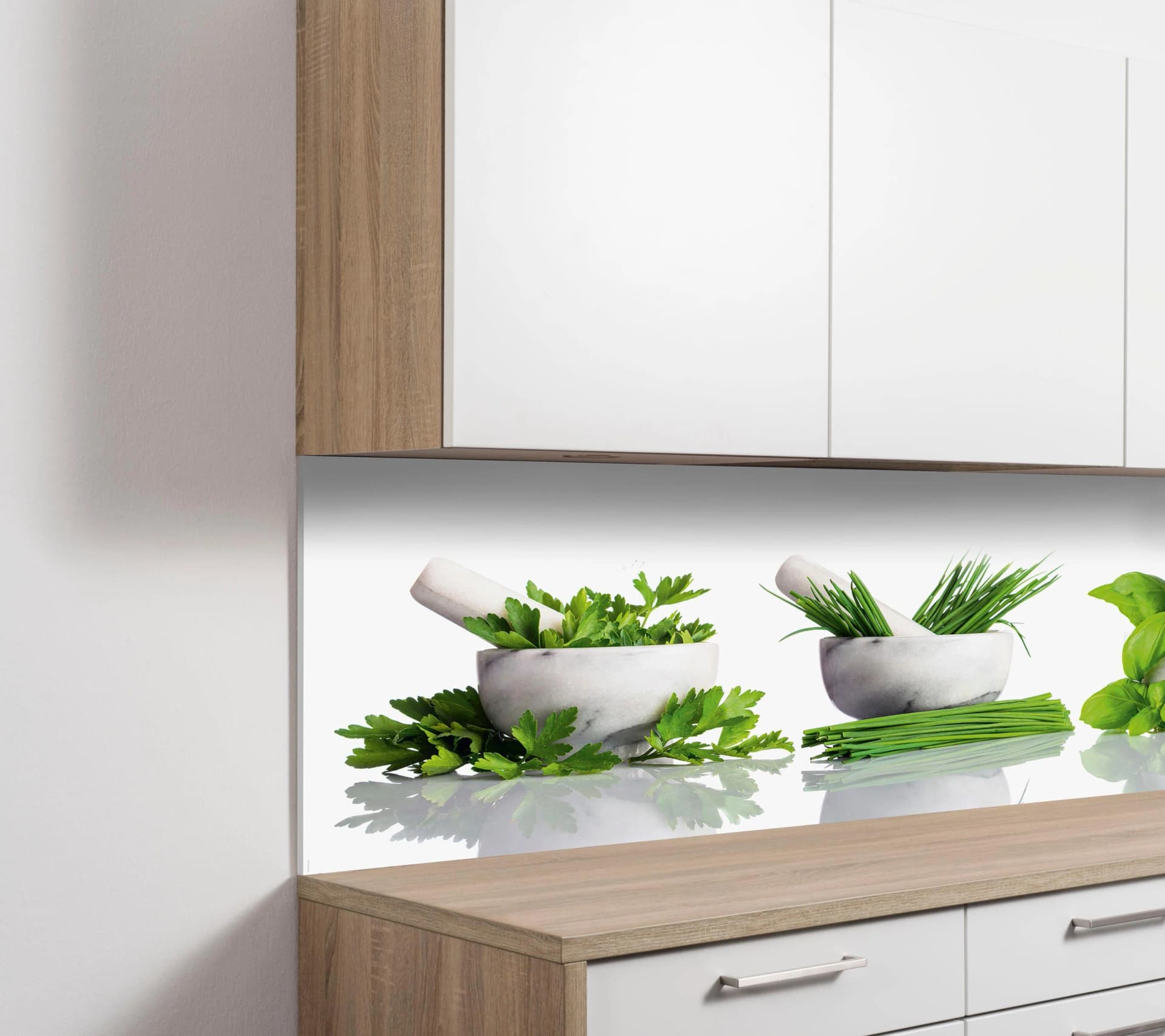 Küchenrückwand EXPRESS KÜCHEN Kräuter Grün Holzwerkstoff Spritzschutzwände