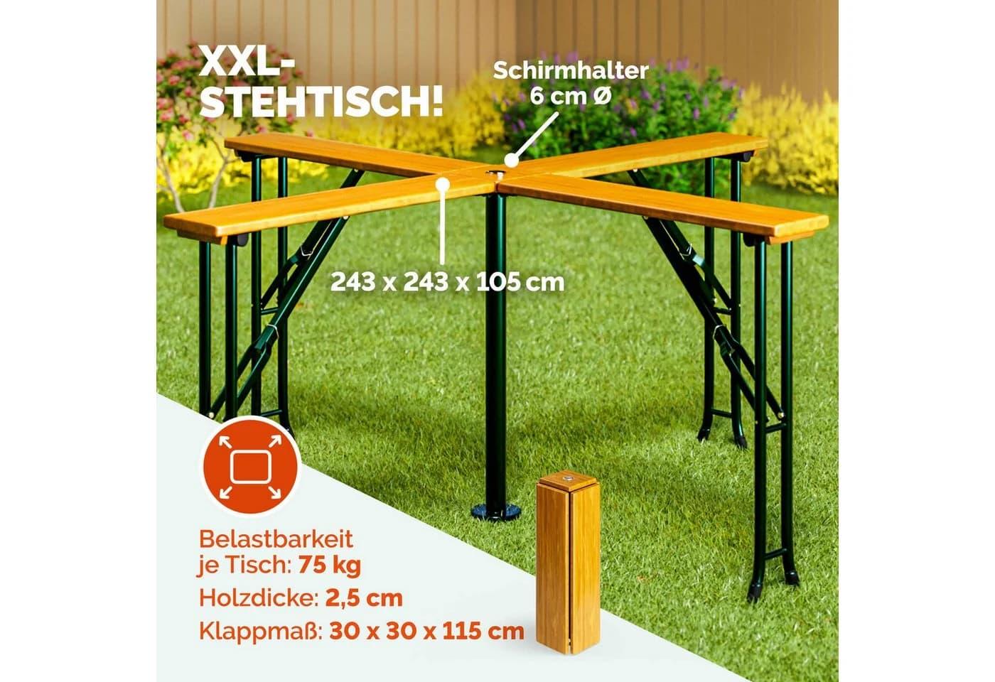 Casaria Stehtisch Quattro XXL Klappbar Biertisch Bartisch Bierzeltgarnitur