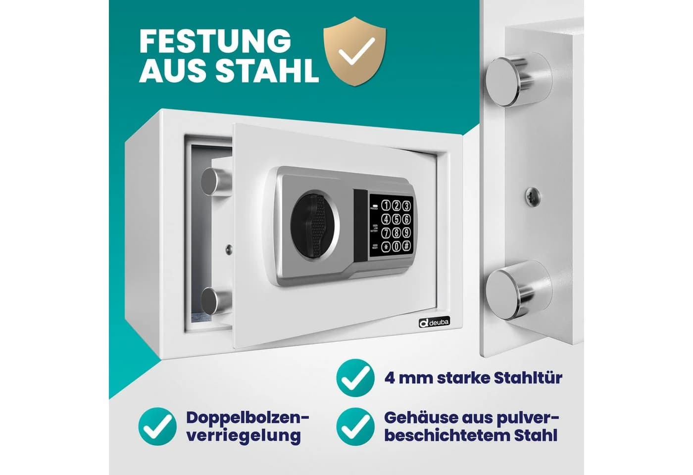Deuba Tresor mit Elektronik-Zahlenschloss und Doppelstahlbolzen