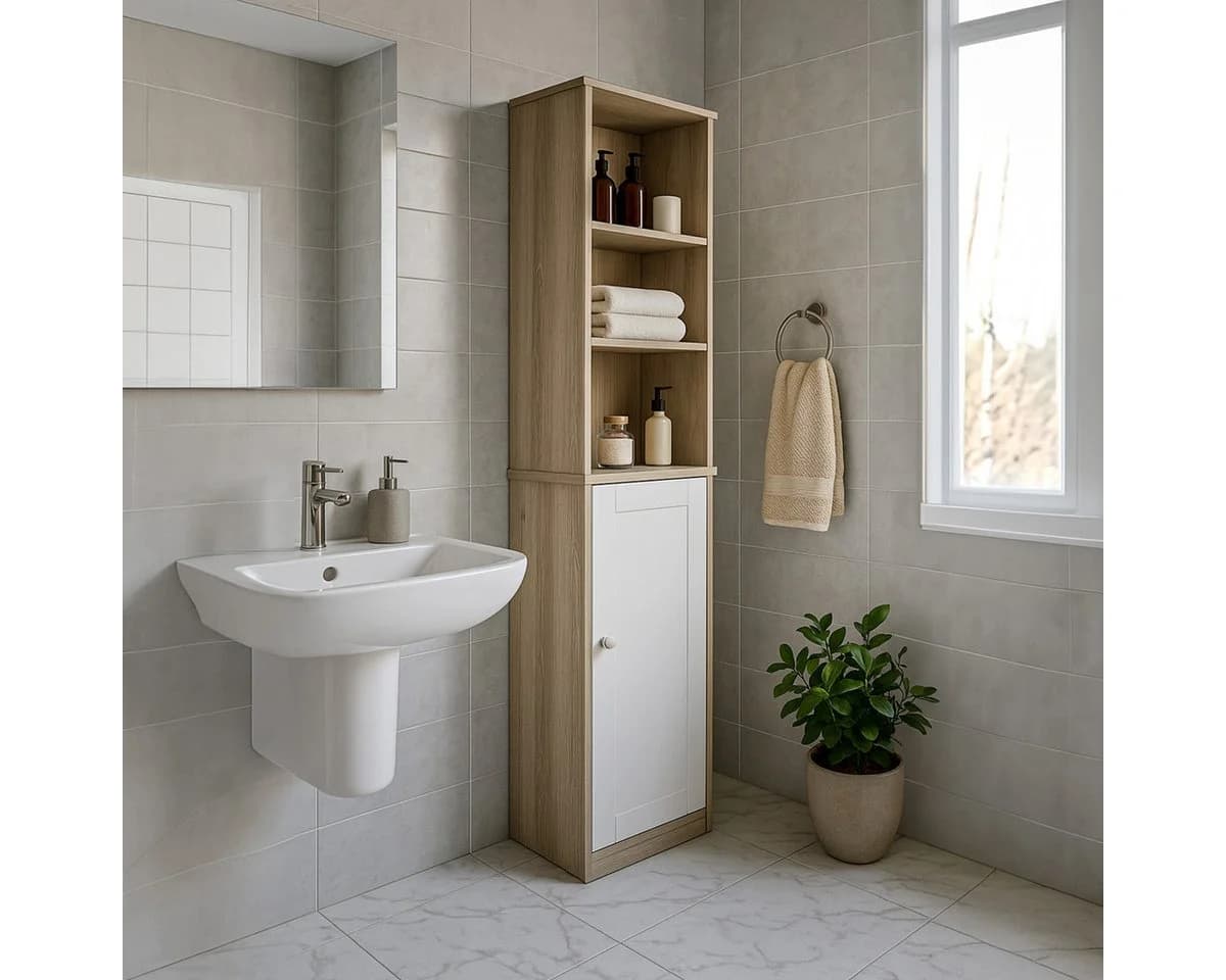 Casaria Hochschrank Oslo 6 Fächer Magnetverschluss Badschrank Weiß