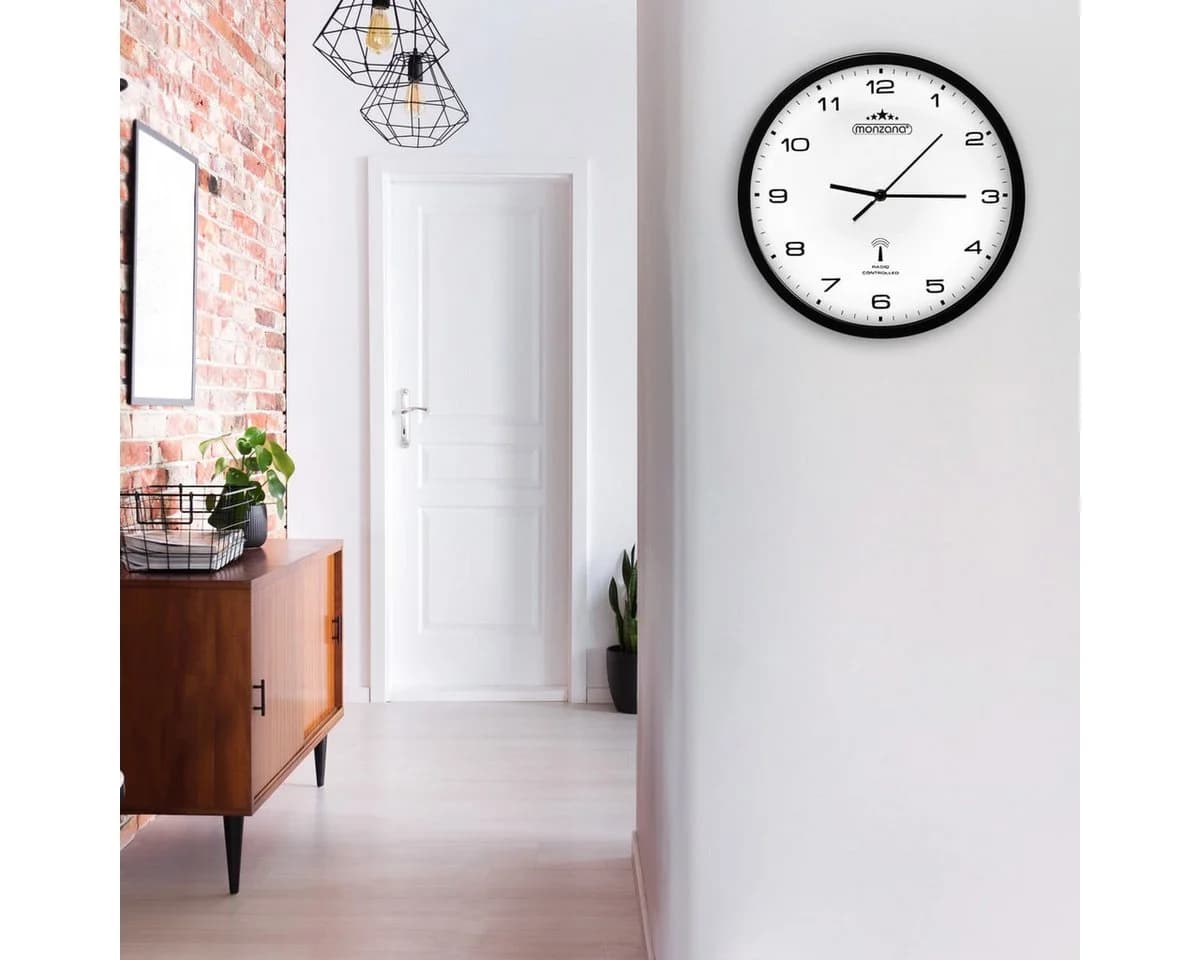 monzana Wanduhr Funk Schwarz Modern