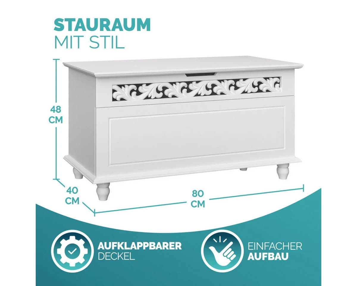 Casaria Holzkiste Jersey Weiß Multifunktionale Truhe
