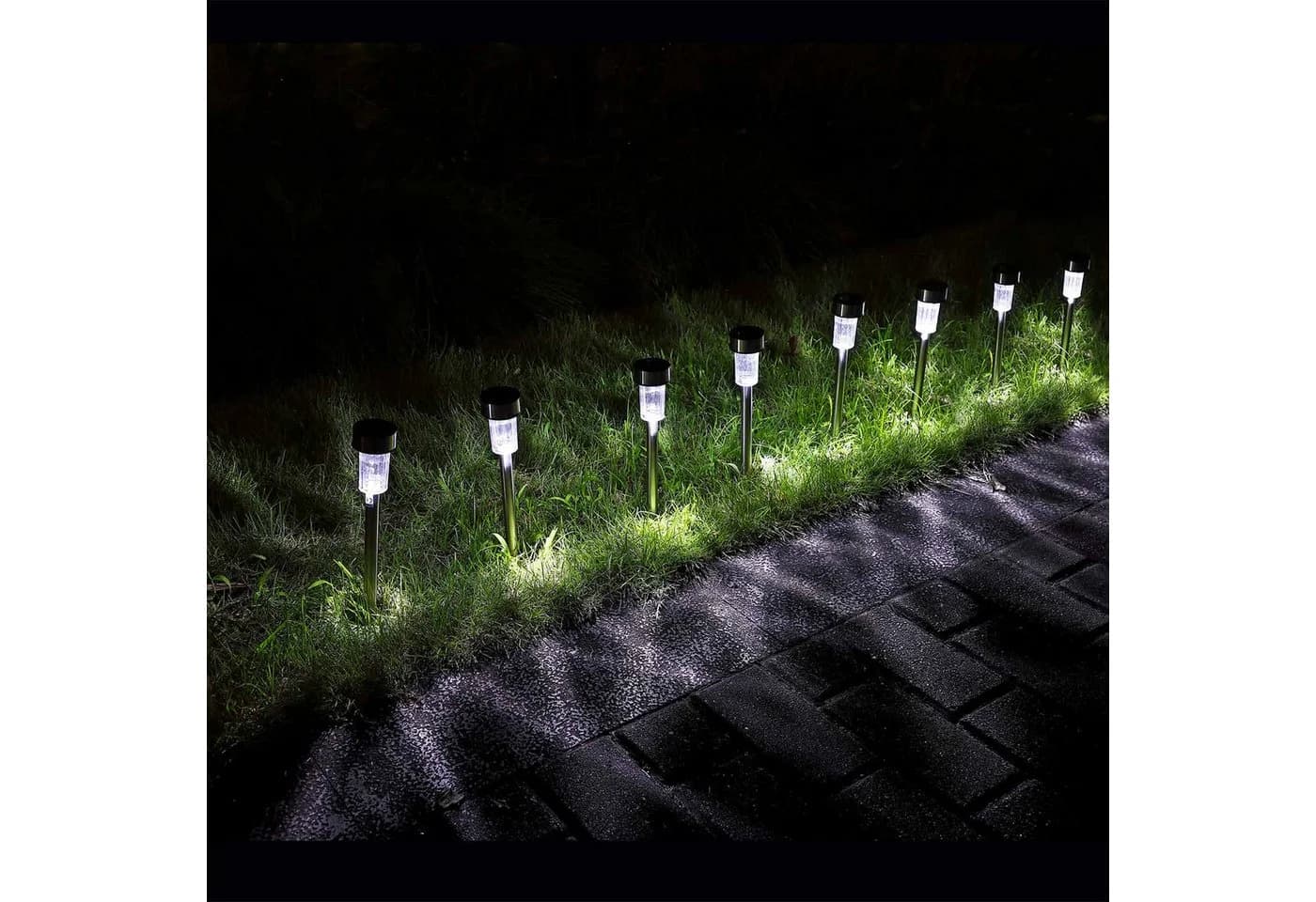 monzana LED Solarleuchte 16er Set Silber Weiß Garten IP44