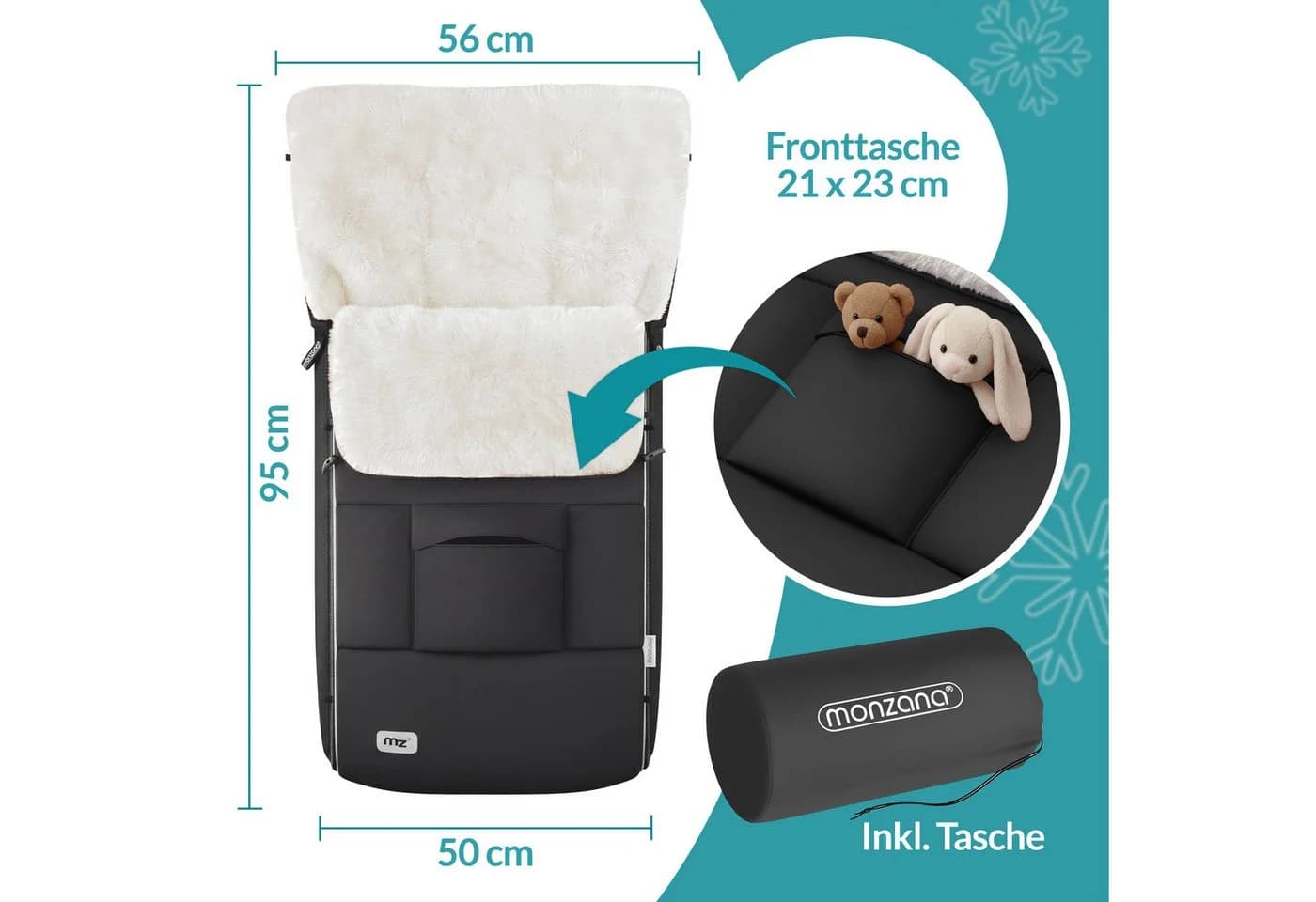 monzana Fußsack Grau Kinderwagen Winterfußsack Wasserabweisend