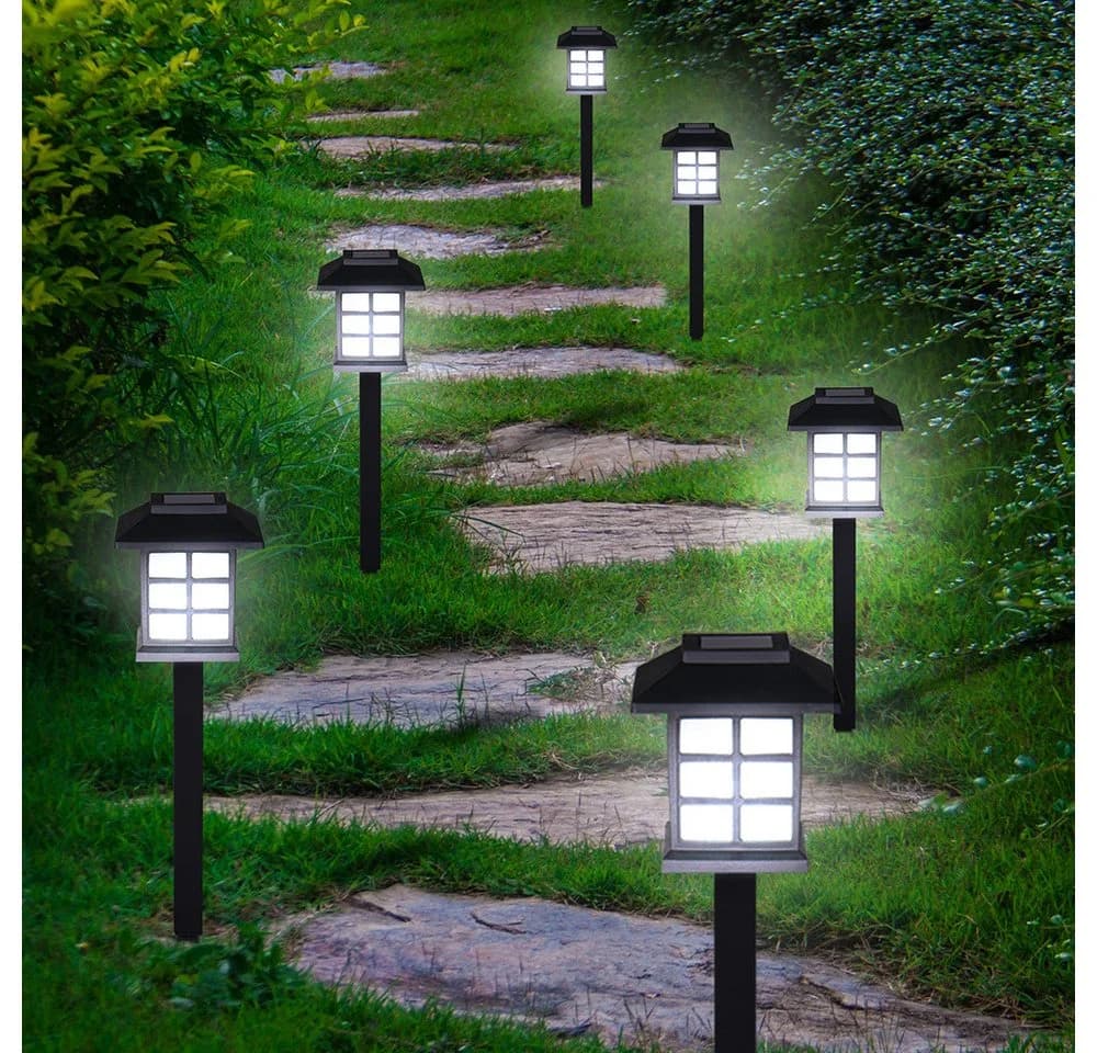 monzana 12er Set Solarleuchten Schwarz mit Erdspieß