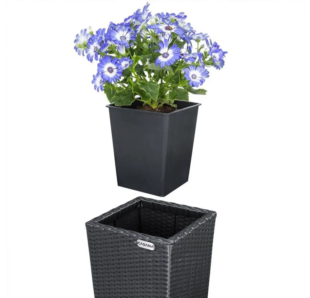 Casaria Pflanzkübel 3er Set Polyrattangeflecht