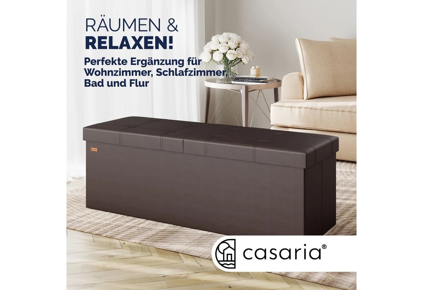 Casaria Sitzbank 1-St. Klappbar Gepolstert Kunstleder 130L Flur Schlafzimmer