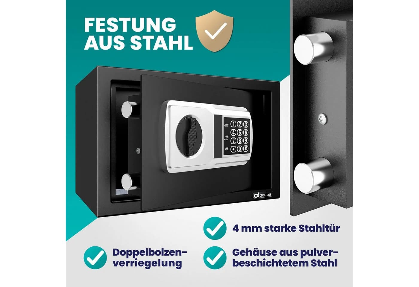 Deuba Tresor mit Elektronikschloss und Doppelbolzenverriegelung