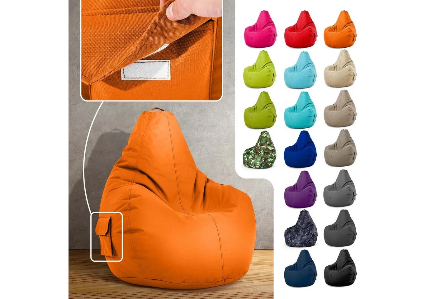 Green Bean Gaming Sitzsack Cozy mit Rückenlehne Orange