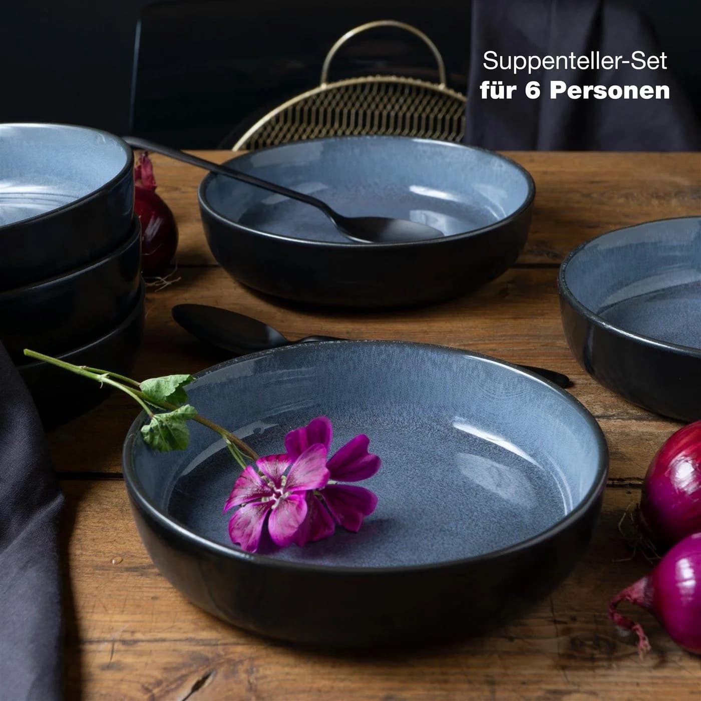 Moritz & Moritz Geschirr-Set VIDA Suppenteller Blau 6-tlg.