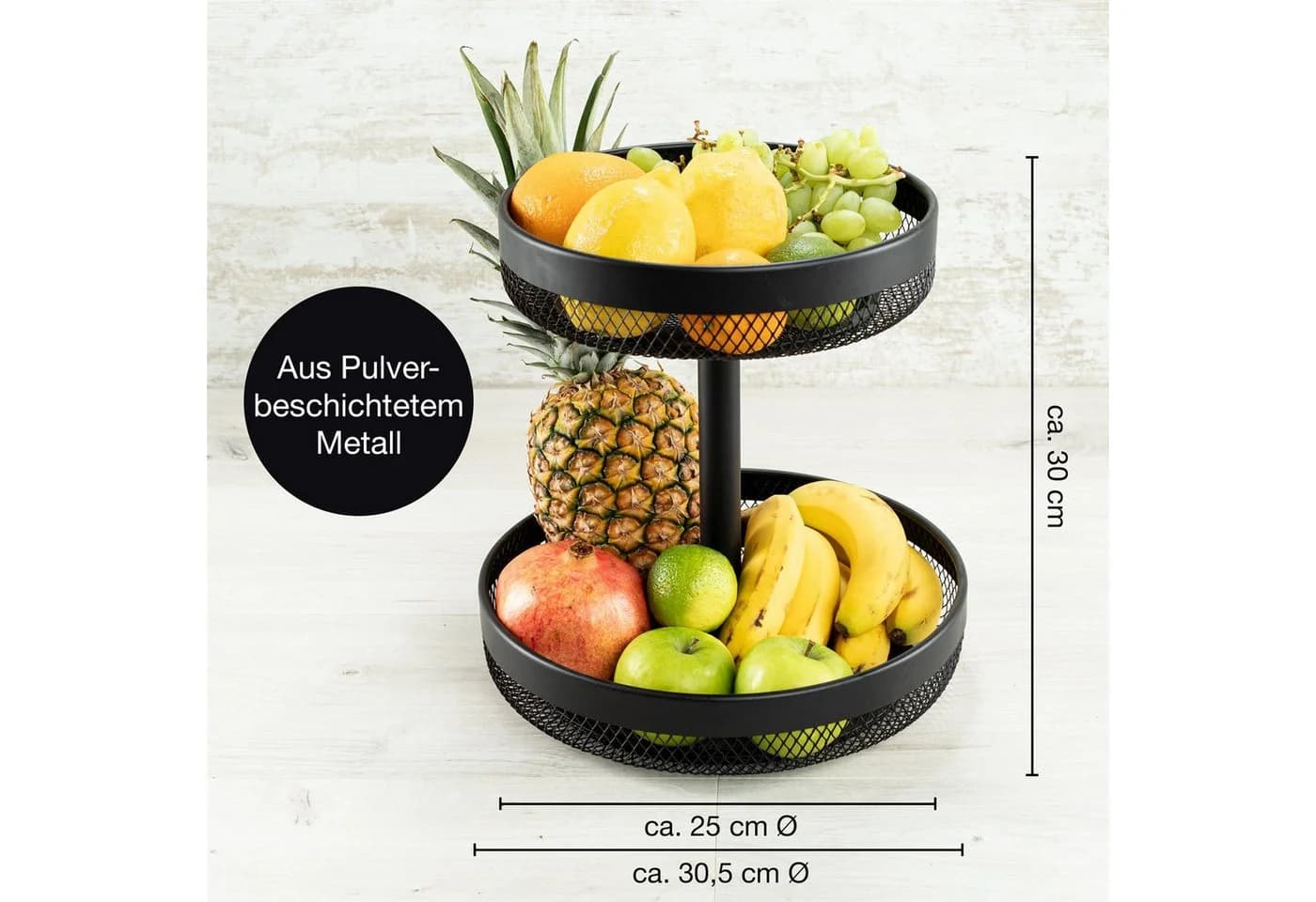 Moritz & Moritz Etagere Obstkorb Rund Schwarz mit Zitrusschäler
