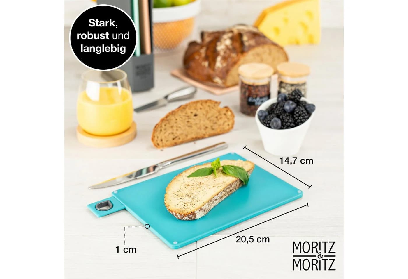 Moritz & Moritz Schneidebrett-Set 4-tlg. Bunt Kunststoff mit Ständer