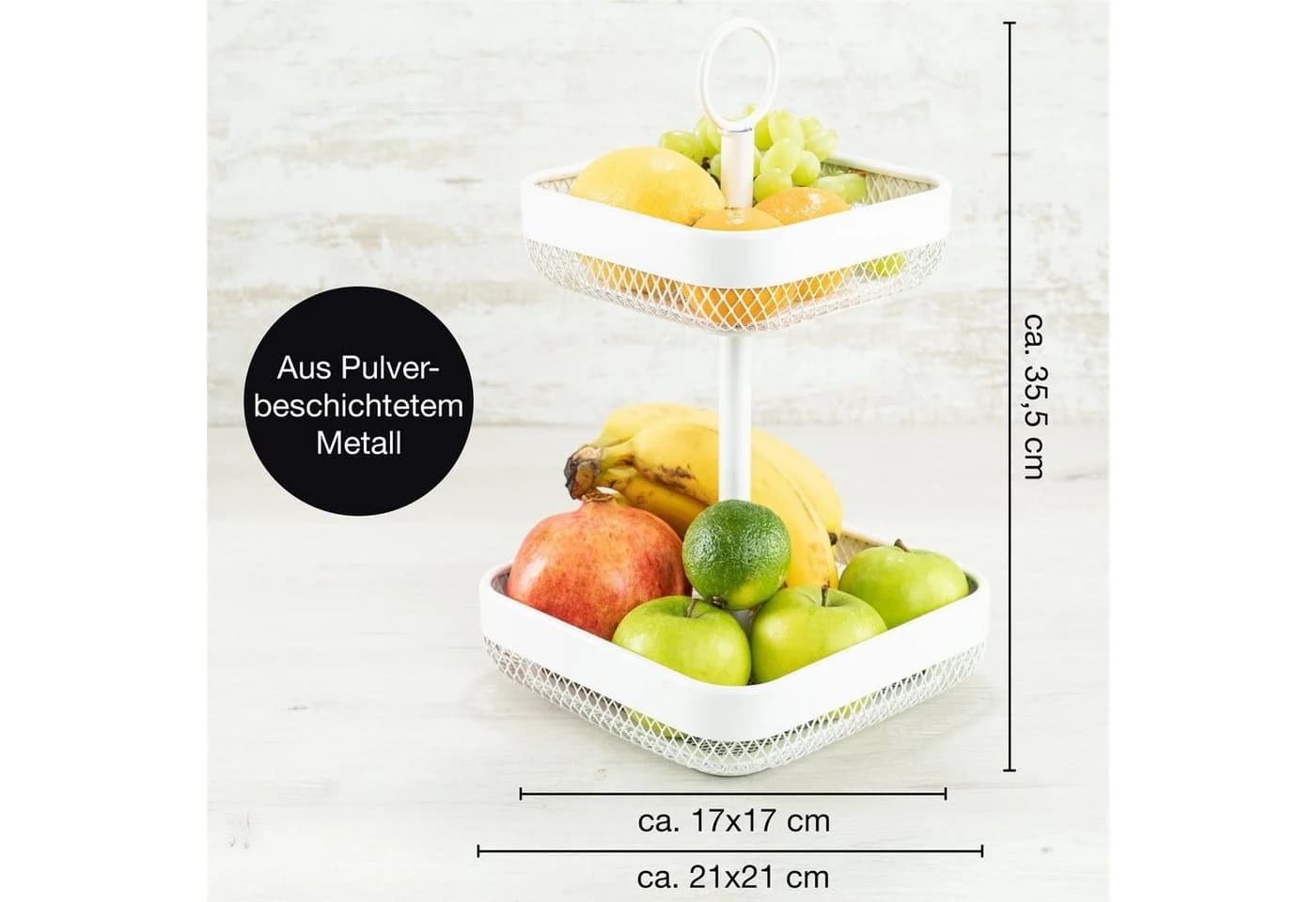 Moritz & Moritz Etagere Obstkorb Weiß 2-stöckig mit Zester