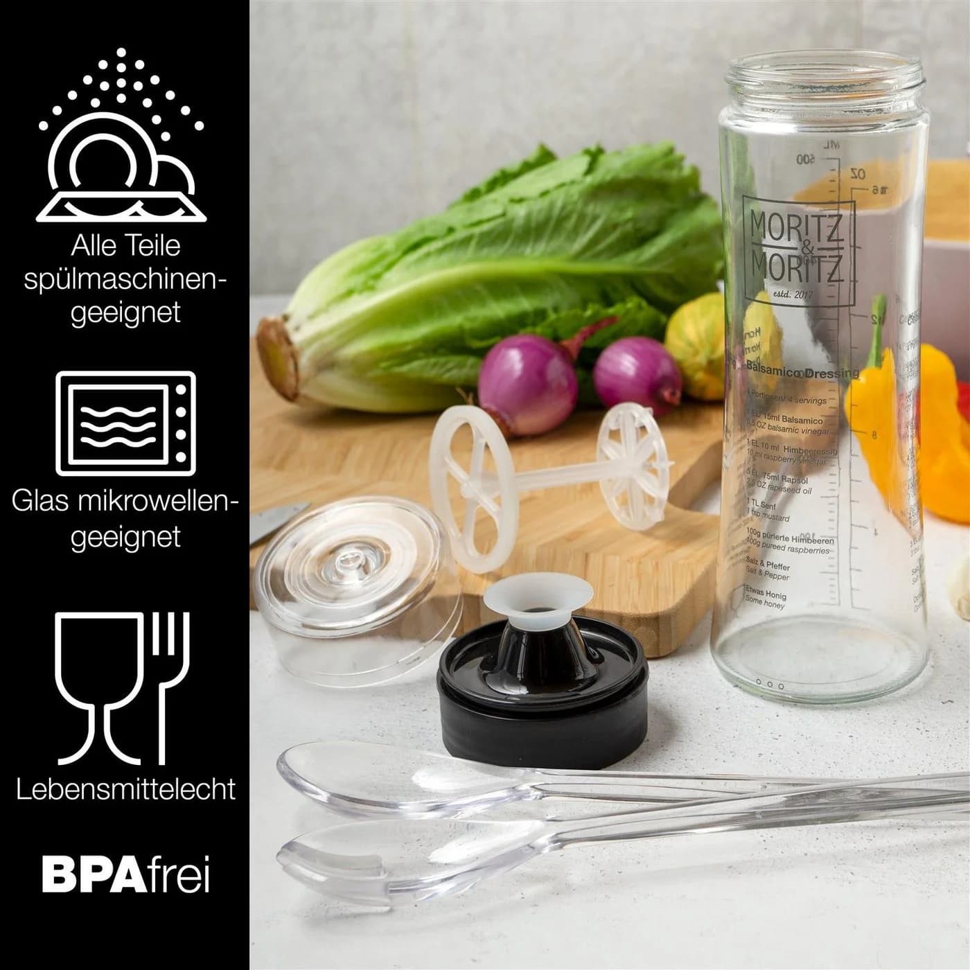 Moritz & Moritz Dressingshaker Glas 500 ml mit Skala