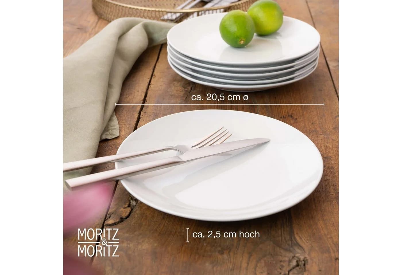 Moritz & Moritz BASIC 6tlg Dessertteller Set weiß
